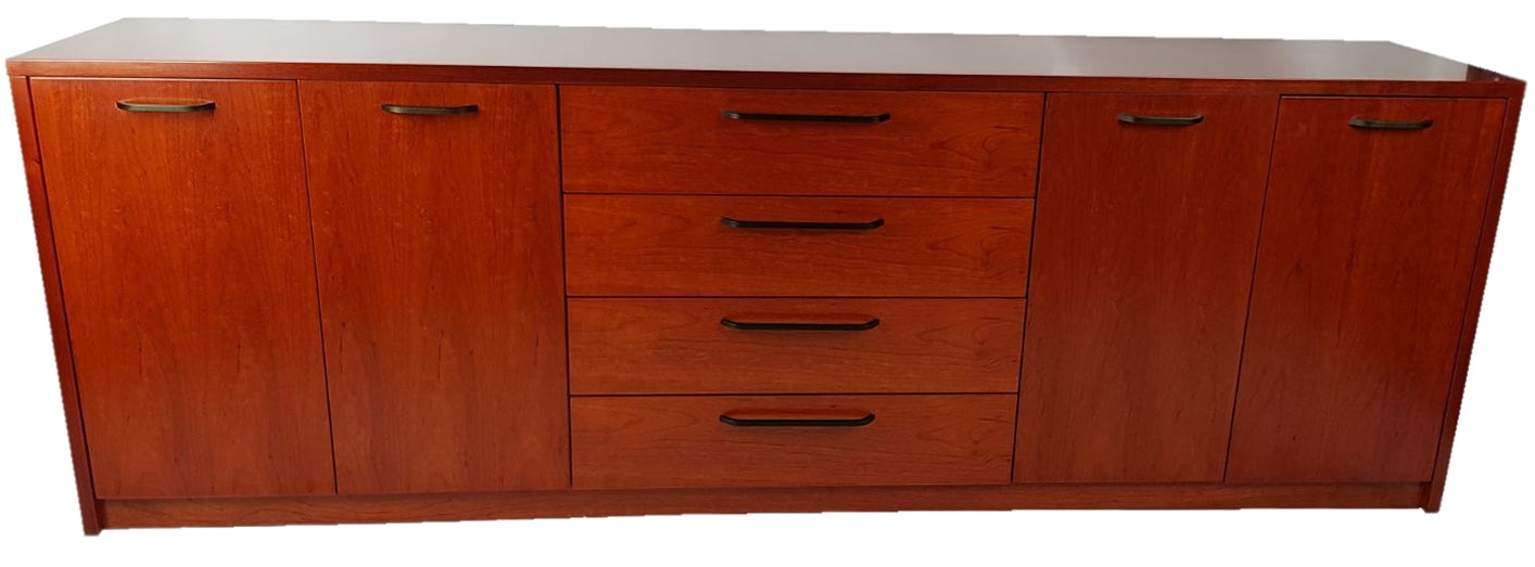 Light Mahogany Veneered Executive Cupboard with Drawers and Doors - 0912L